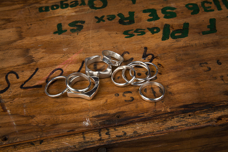 Pile of handmade rings
